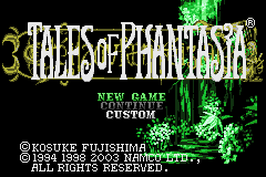 Tales of Phantasia title screen for GameBoy Advance